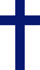 graphic bold blue cross, simple faith, hope symbol, isolated on transparent background