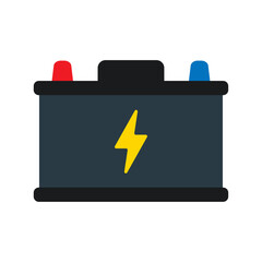 car battery icon flat vector illustration isolated on white background