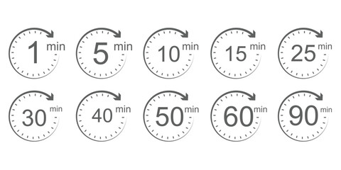 Hour timer icon set. 1, 2, 4, 8, 12, 24, 36 48, 72 hours timer clock icon vector collection. Timer, countdown, clock, stopwatch vector in black and white color. Flat style.