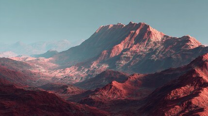 Scenic Sunny Drone Footage Rocky River Gorge Against Snow Mountain Peaks at Blue Sky