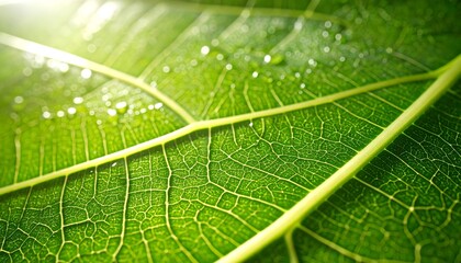 Detailed Close-Up of a Vibrant Green Leaf with Veins and Texture.