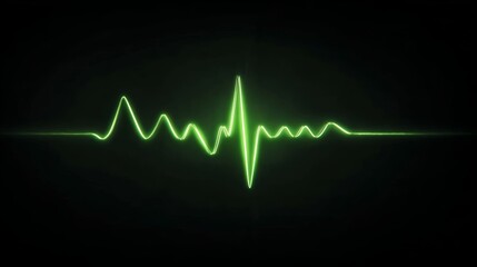 Digital sound waveform on black background with green vibrations