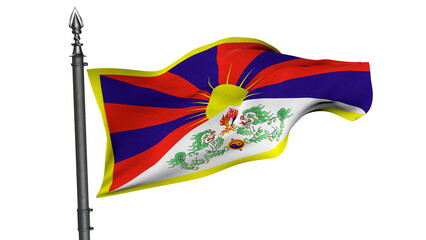 Tibet Flag - The Tibetan flag symbolizes the Tibetan people's desire for peace and freedom. (3D Render)