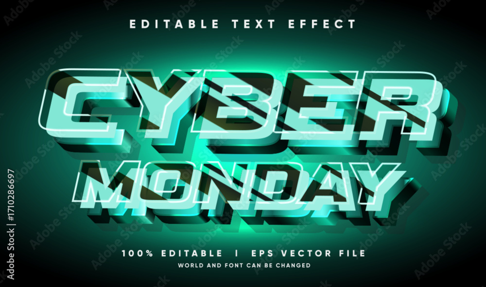 Aufkleber cyber monday 3d vector text effect with modern style