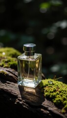 Perfume Bottle with Moss and a Water Droplet