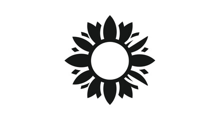 Simple black sunflower silhouette graphic icon design.