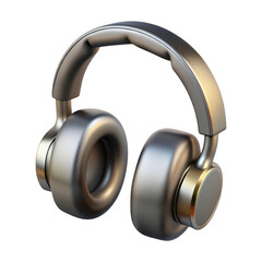 Sleek silver headphones isolated on transparent background, perfect for music lovers