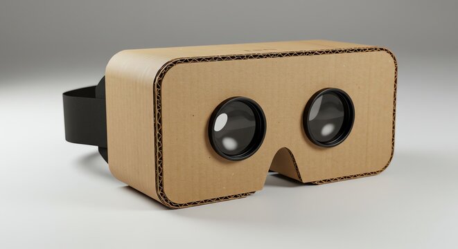Cardboard virtual reality headset with lenses