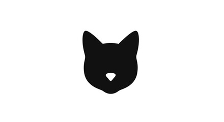Simple black silhouette of a cats head, focused on the animals features, a minimalist design, perfect for logos or icons.