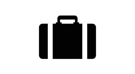 Vintage Suitcase Icon, Black and White, Simple Design.