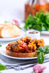 Savory Bruschetta with Roasted Vegetables.