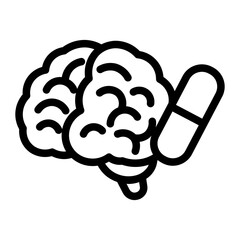 Brain Supplement Line Icon
