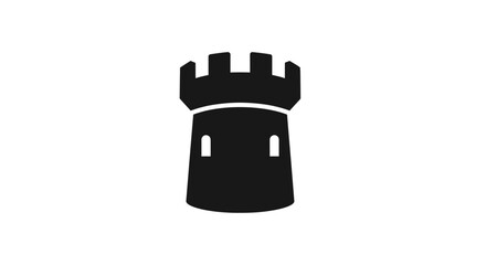 Simple black silhouette icon of a medieval castle tower.