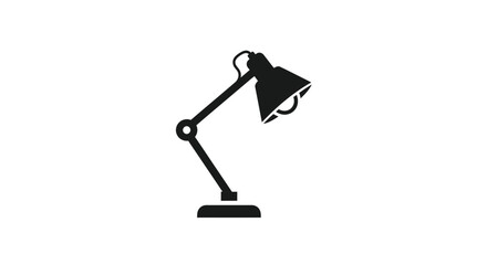 Simple black silhouette of a modern adjustable desk lamp icon.