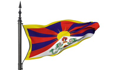 Tibet Flag - The Tibetan flag symbolizes the Tibetan people's desire for peace and freedom. (3D Render)