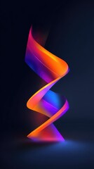 A vibrant, three-dimensional, double helix of luminous, swirling, gradient colors?orange, pink, and blue?against a dark background.  The form suggests motion and energy