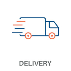 Delivery Outline Color Blue With Orange Concept Simple Style Design Vector
