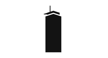 Modern Skyscraper Building Silhouette Icon.