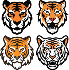 Tiger head logo vector illustration background white