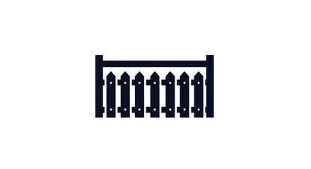 Simple Black Wooden Fence Gate Icon.