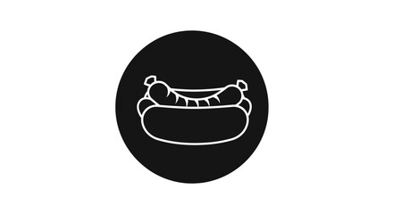 Simple icon illustration of a hot dog in a bun.