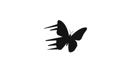 Stylized black butterfly silhouette with dynamic motion blur effect.