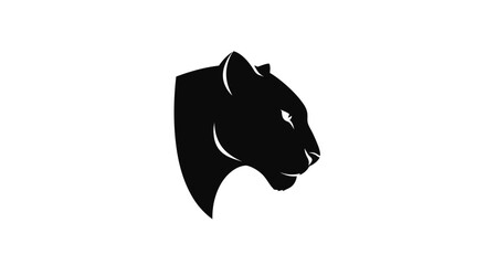 Elegant black panther head profile silhouette against a white background.