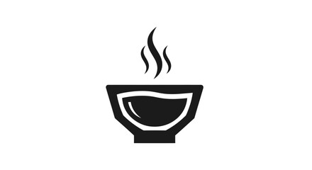 Stylized Bowl of Hot Soup Icon with Rising Steam.
