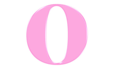 Pink Number 0 in Bold Serif Font, Decorative Typography PNG