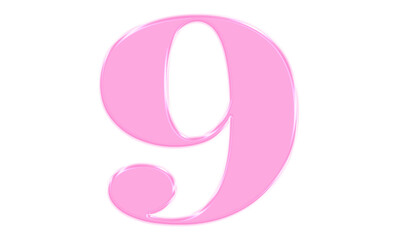 Pink Number 9 in Bold Serif Font, Decorative Typography PNG