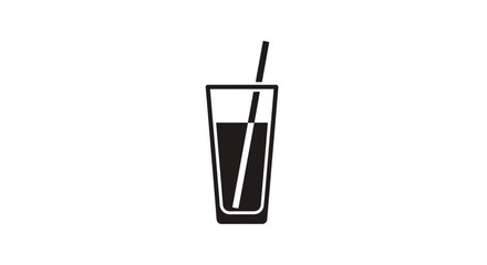Glass of beverage with straw simple icon.