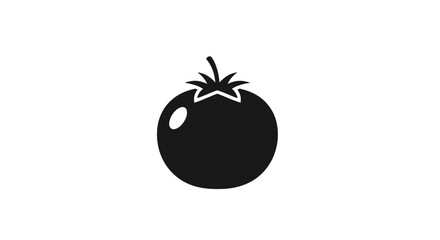 Black tomato illustration on white background, perfect for culinary and food related projects. © Win