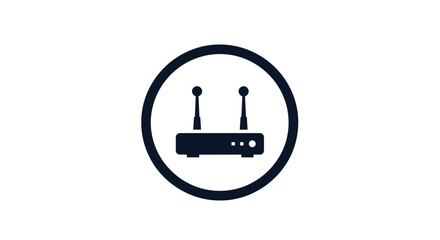 Wireless router icon within a circle representing network connectivity and internet access.