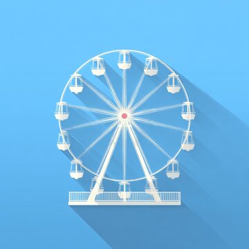 Flat icon of a Ferris wheel against a light-blue backdrop