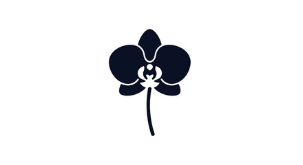 Dark Orchid Flower Silhouette Icon Minimalist Design.