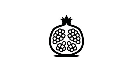 Pomegranate fruit illustration black and white design isolated on white background.
