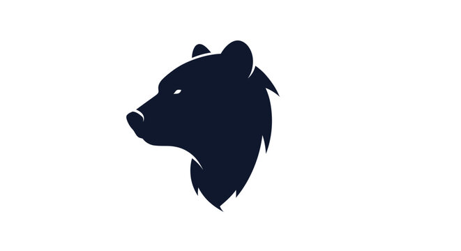 Stylized Bear Head Silhouette Vector Illustration.