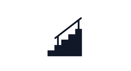Fototapeta premium Simple Staircase Icon with Handrail in Dark Blue.