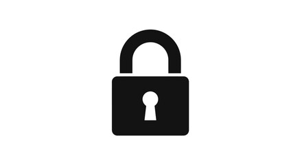 Black padlock icon representing security and protection for sensitive data and information.