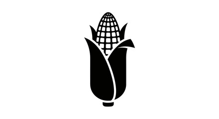 Black and White Corn Cob Silhouette Illustration.