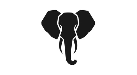 Simple black silhouette of an elephant head icon.