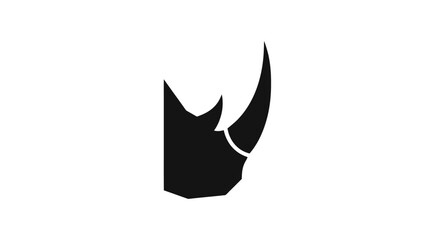 Silhouette of a Rhinoceros Head, Focus on the Animals Profile.