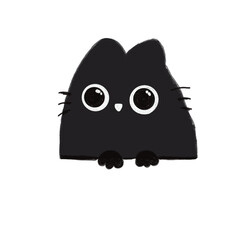 Funny Little Black Cat Illustration PNG 