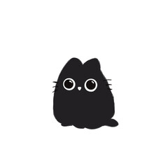 Funny Little Black Cat Illustration PNG 