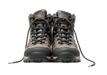 High-performance hiking boots with intricate lacing displayed on a clean background for outdoor enthusiasts