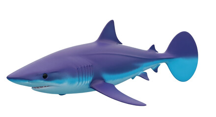 Isolated Colorful Shark Swimming Underwater, Dangerous Marine Predator in the Ocean