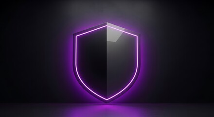 Illuminated shield symbol, representing digital protection and cybersecurity