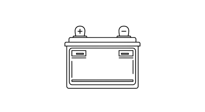 Detailed schematic illustration of a car battery on a clean white backdrop showcases energy storage