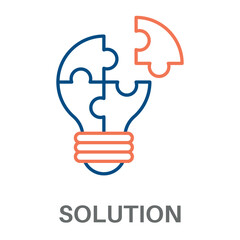 Solution Outline Color Blue With Orange Concept Simple Style Design Vector