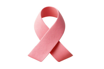 Pink ribbon symbolizing breast cancer awareness on black background, cut out